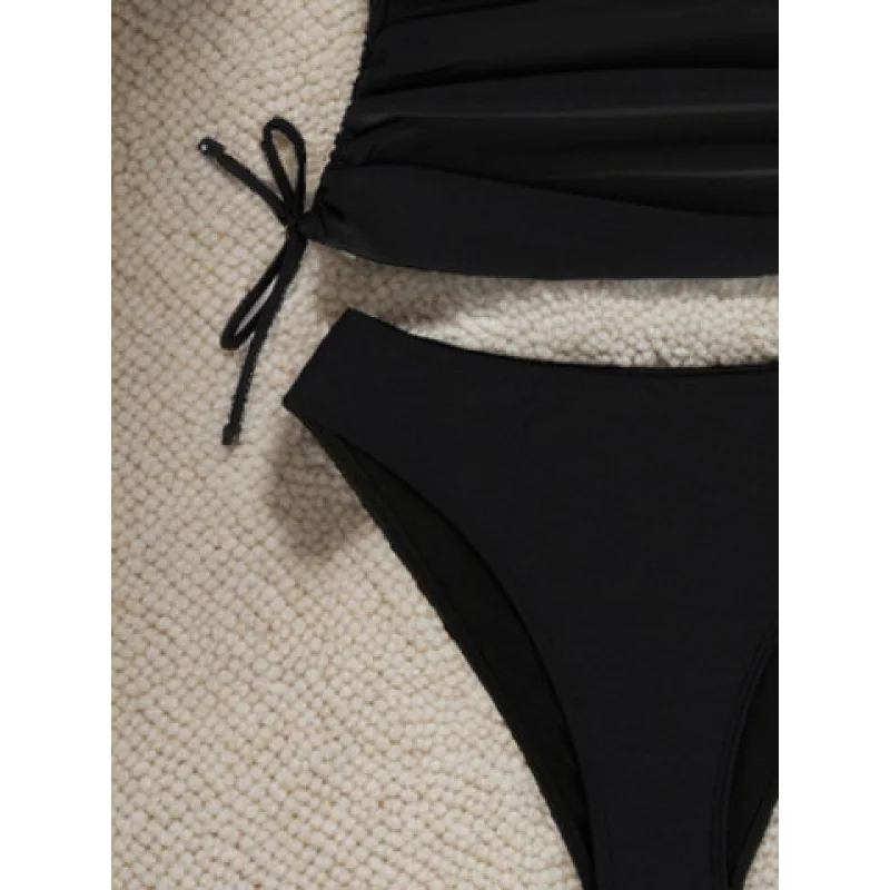 Women's Fashion High-End Two-Piece Swimsuit Halter Tie Drawstring Swimsuit Shorts