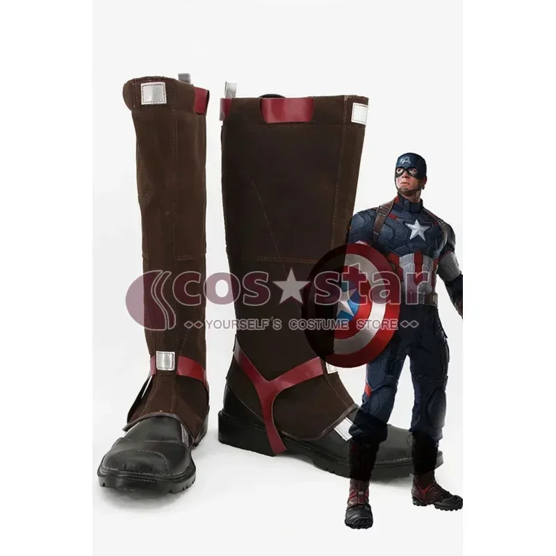 Captain cosplay America Steve Rogers Adult Men Army Boots Cosplay Shoes Movie Halloween Carnival Custom made