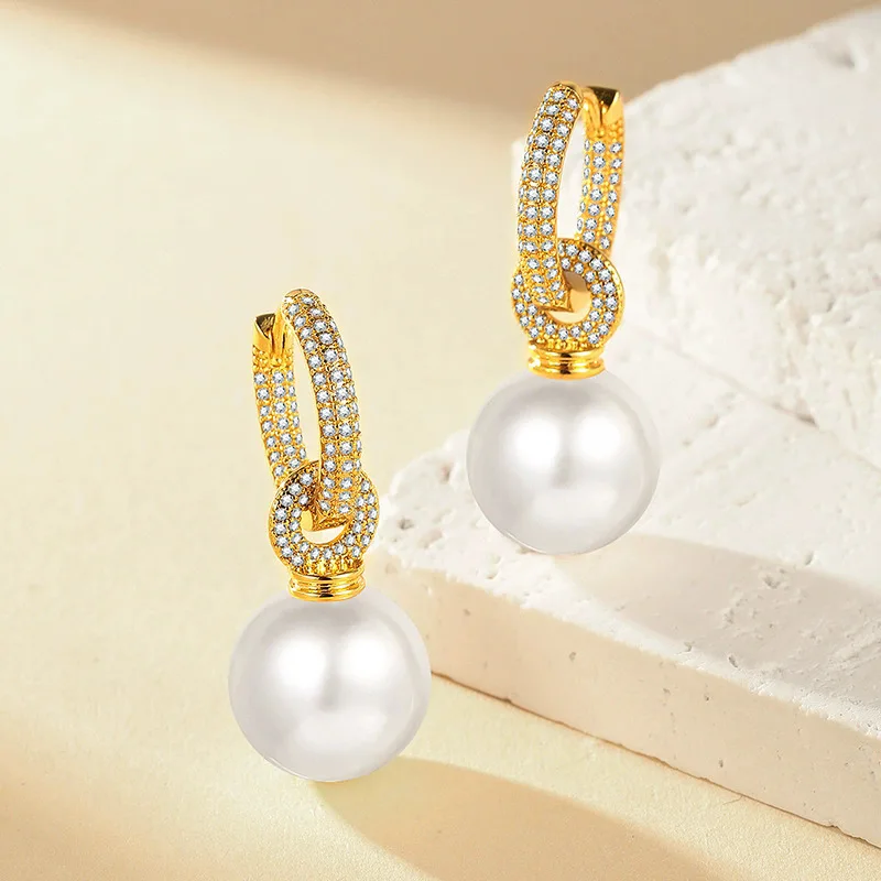 PT950 exquisite micro-set two-die clasped women's fashionable luxury elegant earrings for women