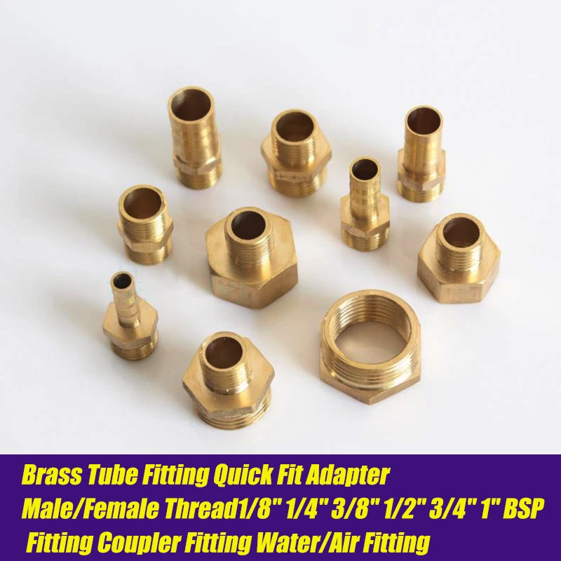 Brass Tube Fitting Quick Fit Adapter Male/Female Thread1/8