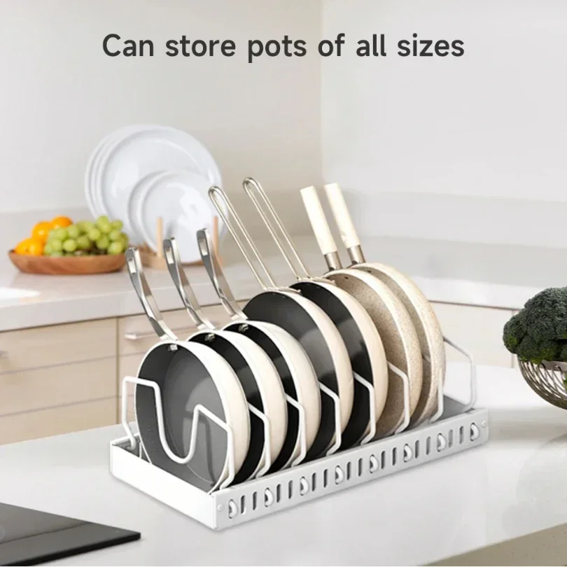

Pots and Pans Organizer Under Cabinet,Sliding Pot Lid Holder and Pan Rack Kitchen,Pull Out Pot and Pan Organizer,Dishes Storage