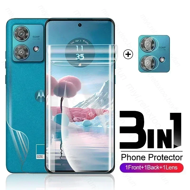 3In1 999D Front Back Hydrogel Film For Motorola Edge 40 Neo 5G Camera Protective Glass On Moto Rola Edge40neo Edge40 40Neo 2023