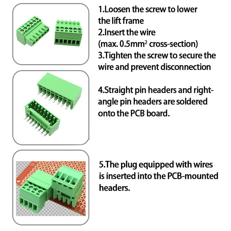 クイック接続PCB端子 2EDGK2.5 - 2.54mmピッチ直角ハウジング オス/メス接続キット DIY電子工作用