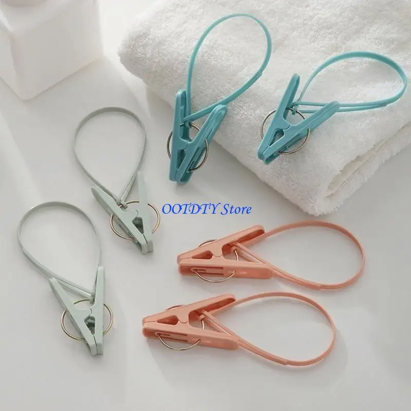 367A 12pcs Clothes Pins with Plastic Rope for Clothesline Drying Clothing Clips Mini Clothespins Pegs Windproof Photo Clip Craft