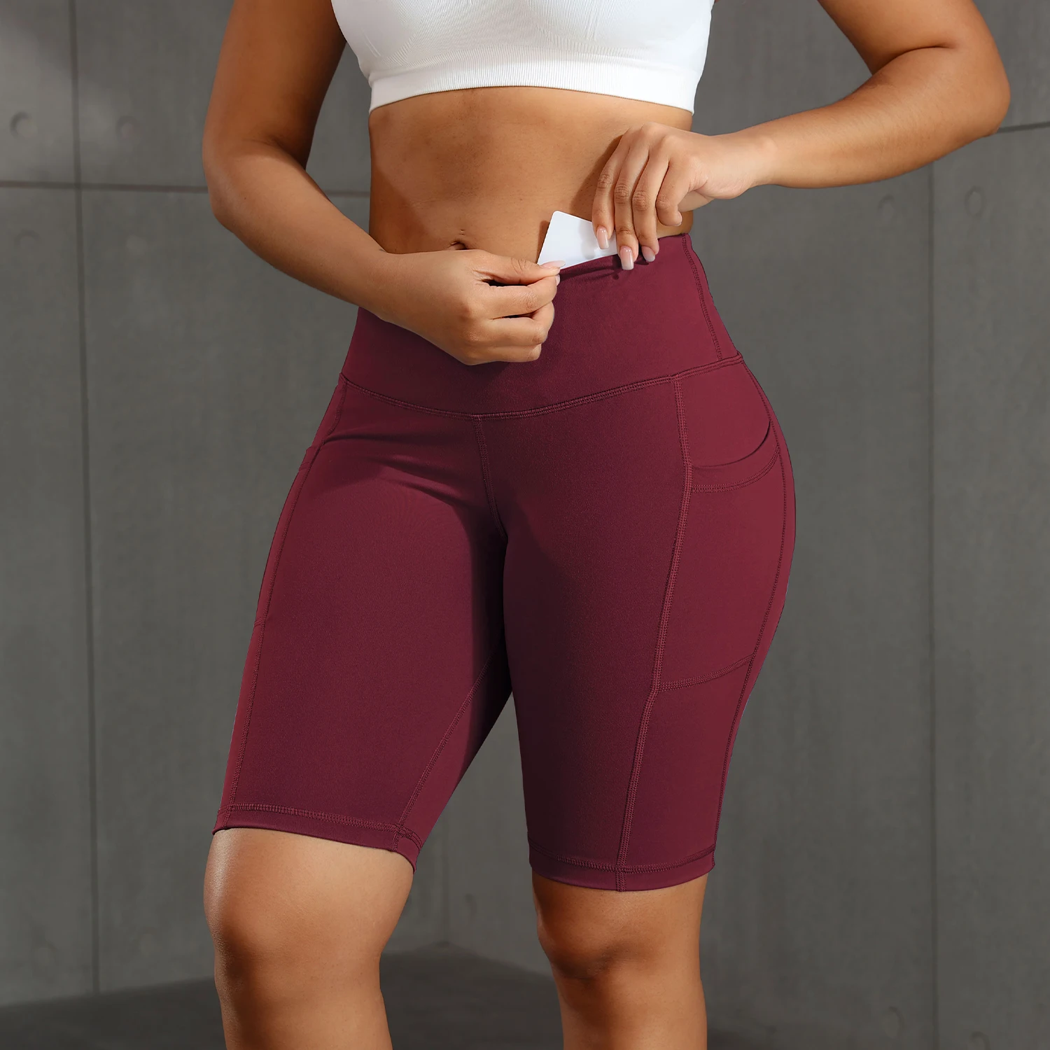 Yoga Shorts with 3 Pockets for Women Tummy Control Workout Biker Tights Stretch High Waist Butt Lifting Gym Shorts Sportswear
