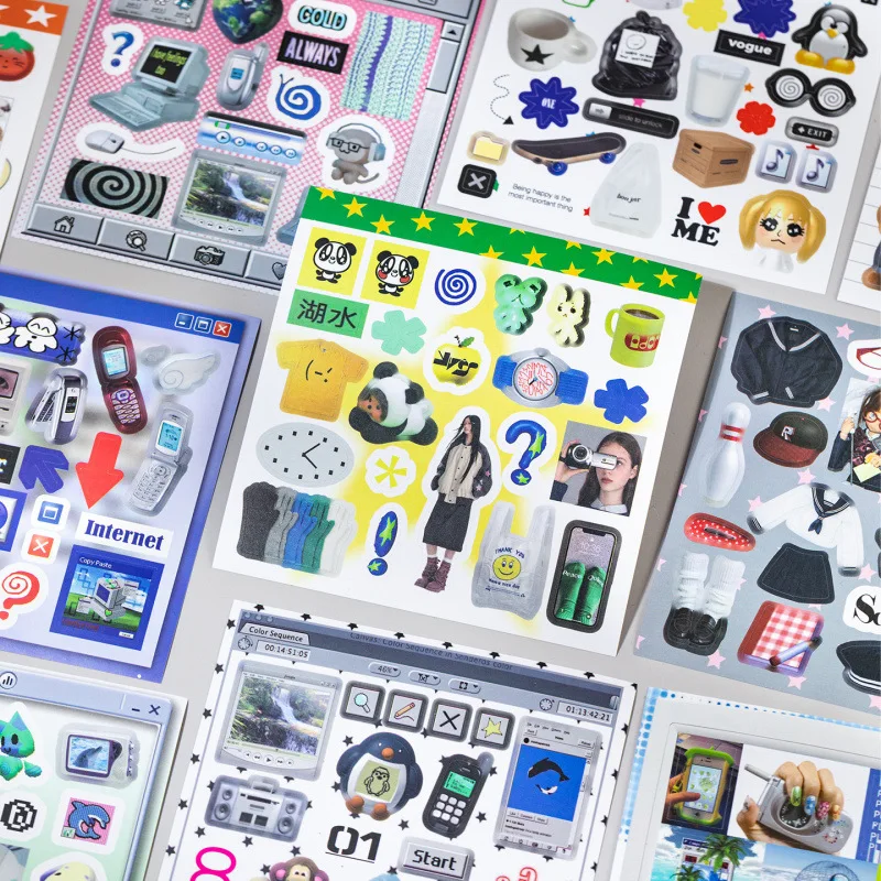 Vintage Pixel Stickers, Rich Material Stickers, Handbooks, Scrapbooks, DIY Decorative Stickers