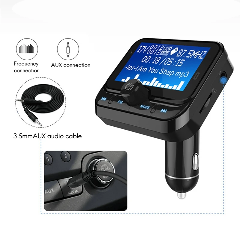 BC32 Car Bluetooth FM Transmitter 1.8 Inch LCD Bluetooth MP3 Player