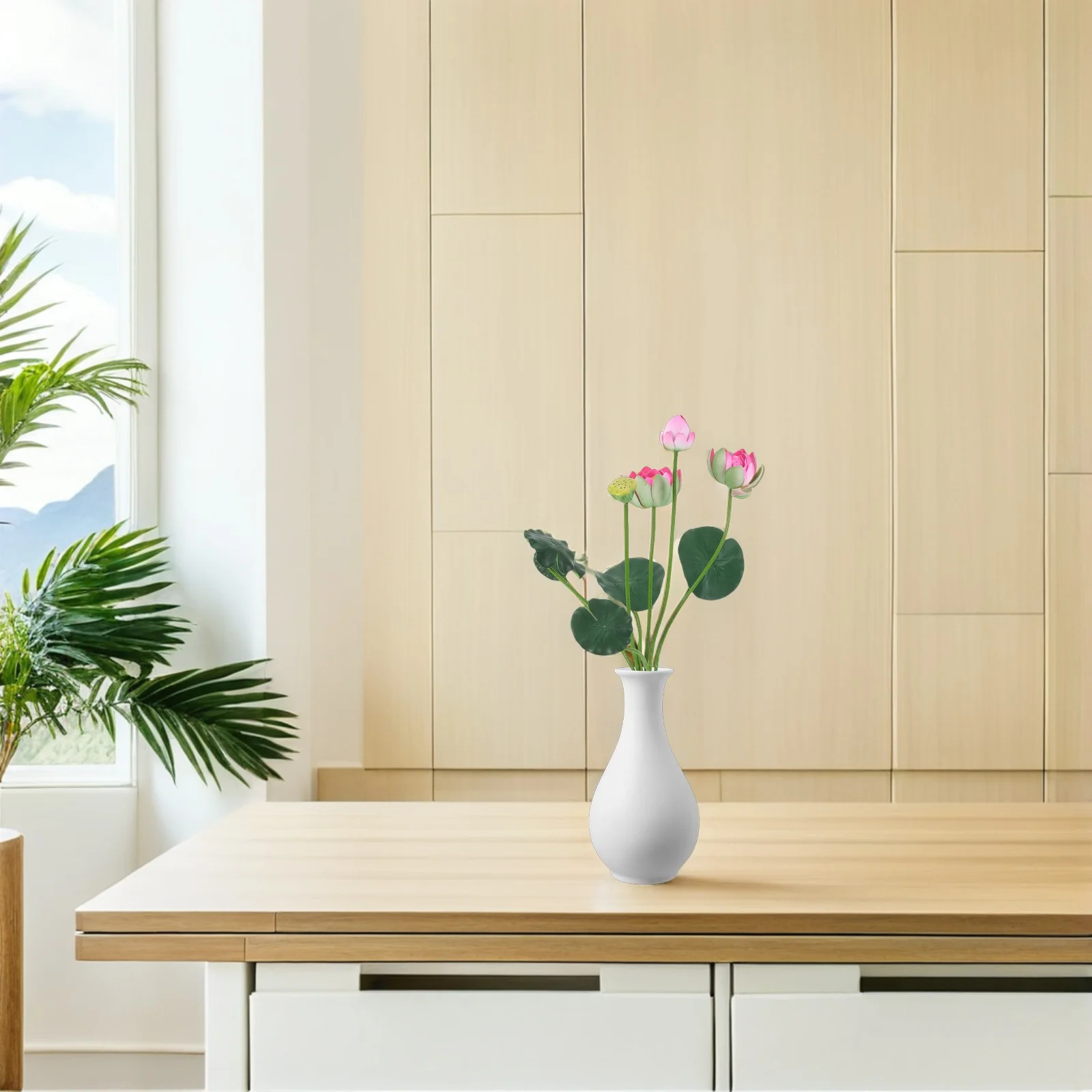 

Artificial Lotus Flower Bouquet with Flexible Stems Realistic Faux Lotus Flowers for Home Office Wedding Decor Simulation Floral