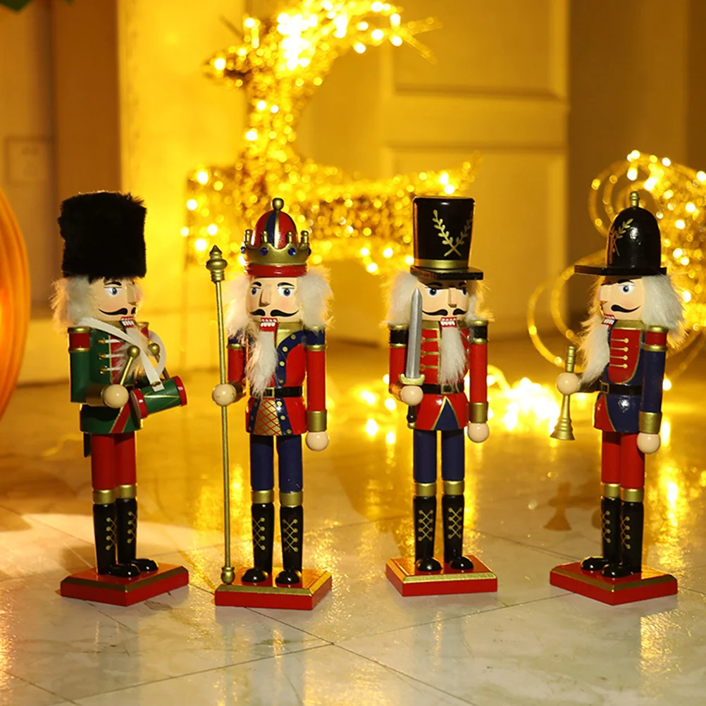 

1 pc Soldier Xmas Desktop Crafts Adorn Nutcracker Puppet Xmas Desktop Craft Wooden Decor Holiday Ornament Home Decoration