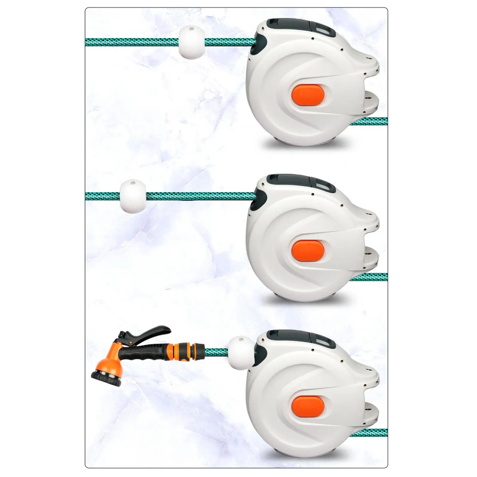 Wall Mount Garden Hose Reel Retractable 180 Degree Rotating Bracket Automatic Slow Rewind Water Sprayer