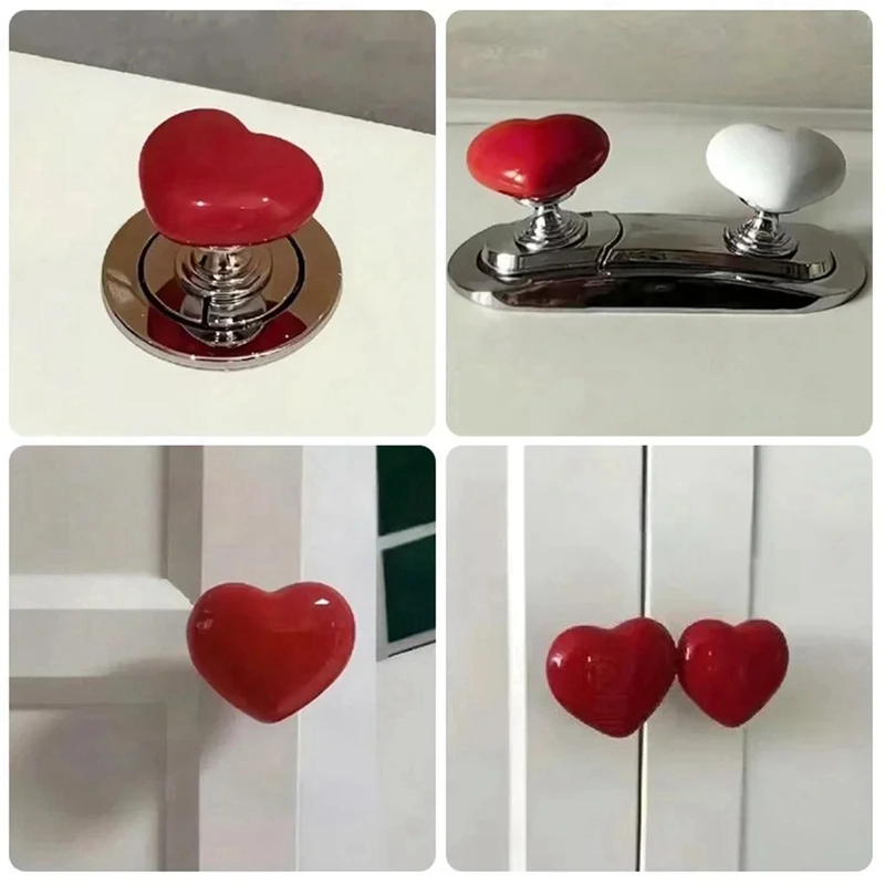 Heart Shaped Toilet Press Button, Toilet Drain Tank Push Switch, Nail Protector Love Button Bathroom Spare Parts Accessories