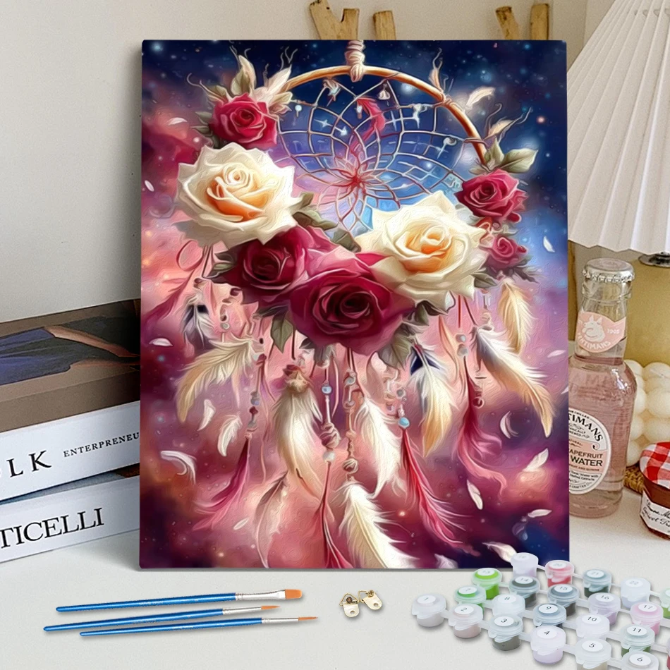 

RUOPOTY Painting By Number Adults Flowers Crafts Decorative Digital oil paintings Set Watercolor Canvas Diy Handicraft Wall Art