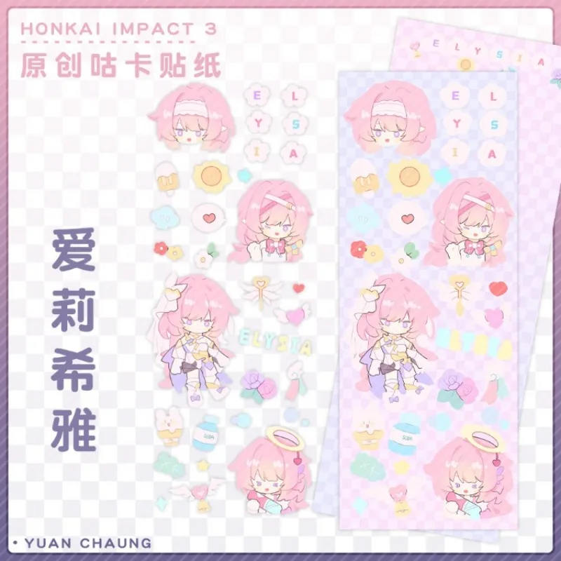 Honkai Impact 3 Sticker Elysia Gooka Hand Account Stickers Anime Figure School Supplies Student Kawaii Stationery Kid Girl Gift