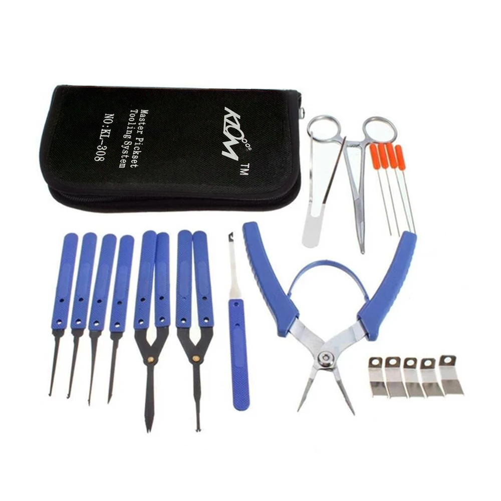 KLOM 19 Pieces Lock Pick Set Great Tool KABA Single Auto Tension Wrenches For Newbie Professional Locksmith Broken Key Extractor