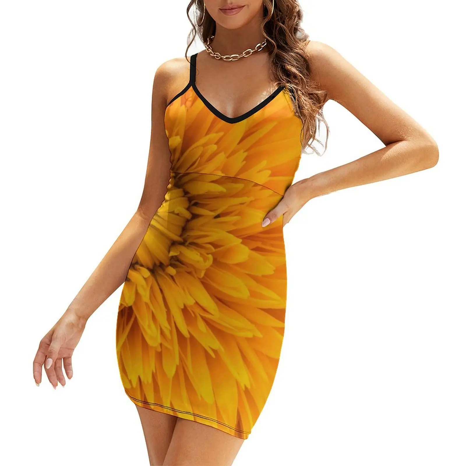 

Aesthetic Orange Chrysanthemum Small Sun Ray Planner Decor Pack 8 Sling Dress Cocktail of dresses Clothing female