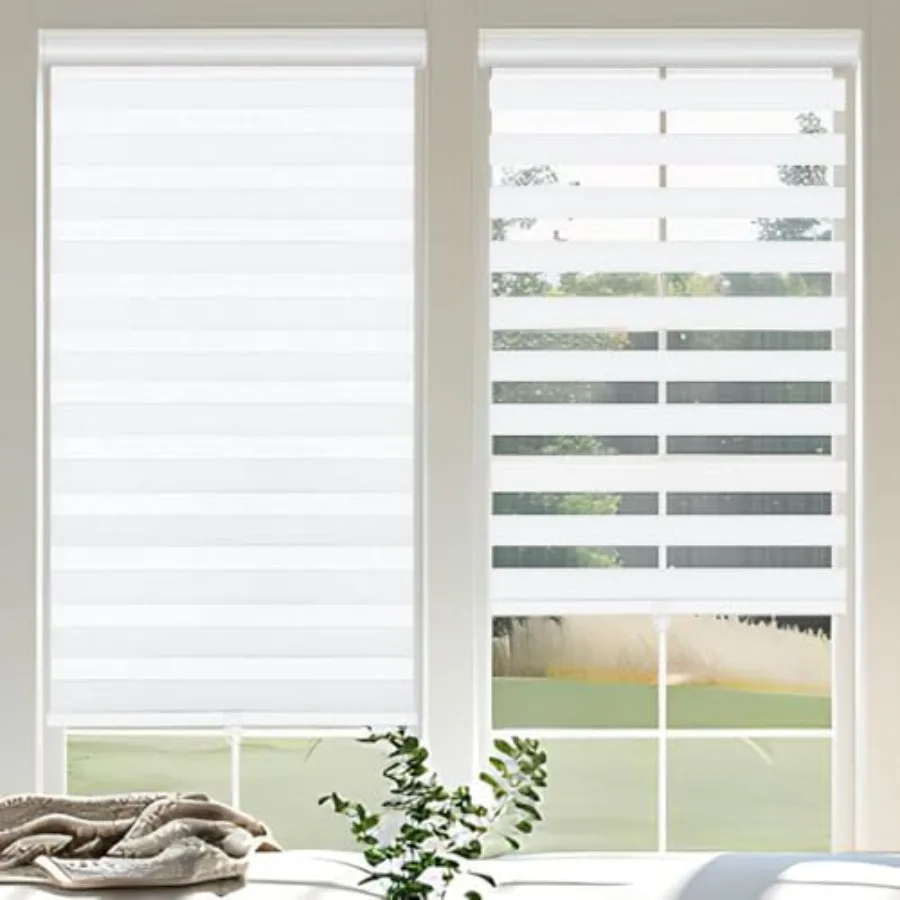 

Cordless Zebra Blinds for Windows, 47" W x 72" H Zebra Roller Shades with Valance Free Stop Zebra Roller Shades, Light Control