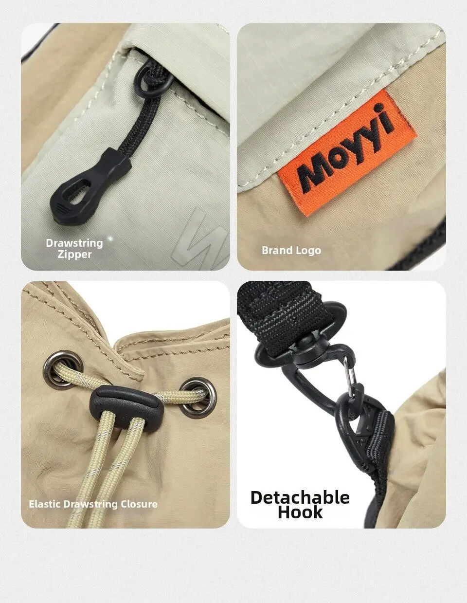 MOYYI Leichte Spiegellose Kameratasche für Outdoor-Wanderungen Lässige Umhängetasche mit Kordelzug und Inneren Flanell-Stofftaschen – Detail 14