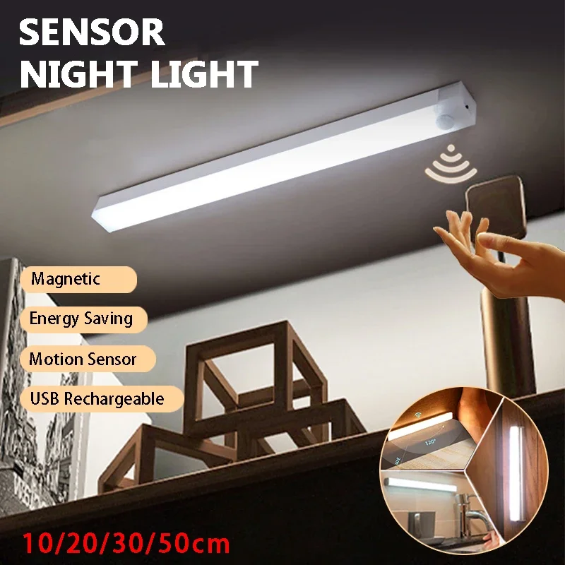 

Cabinet Underlight Usb Light Motion Sensor Night Light Study Lamp Rechargeable Wireless Led Lights Bedroom Kitchen Closet Stairs