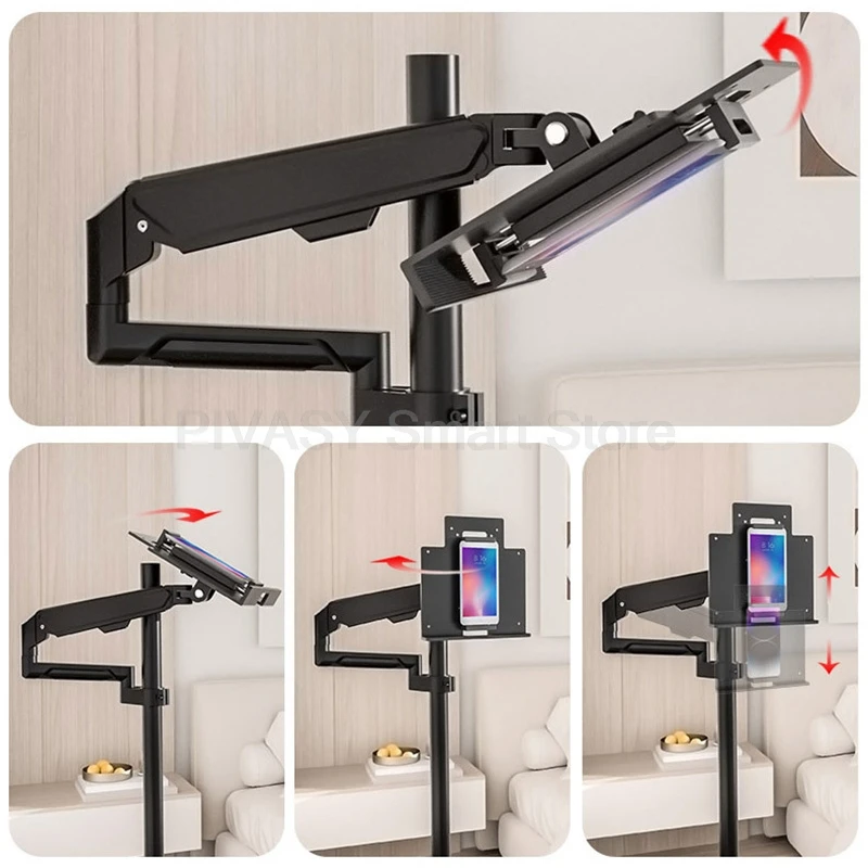 حامل تابلت قوي متعدد الزوايا لمكتب غرفة النوم مع قاعدة فولاذية سميكة وعجلات ناعمة ومشبك عريض 2 9 كجم