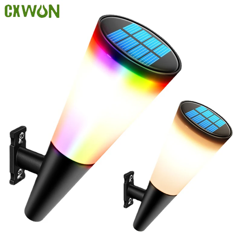 

Solar Wall Lights Outdoor Fence LED Light Warm White/RGB Garden Decoration Dimming Color Fixing Solar Panel Lights