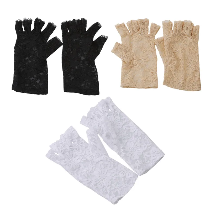 Gants en dentelle sans doigts pour femmes, gants résille demi-doigt, mitaines sexy pour la mariée, danse de marin, dames, offre spéciale