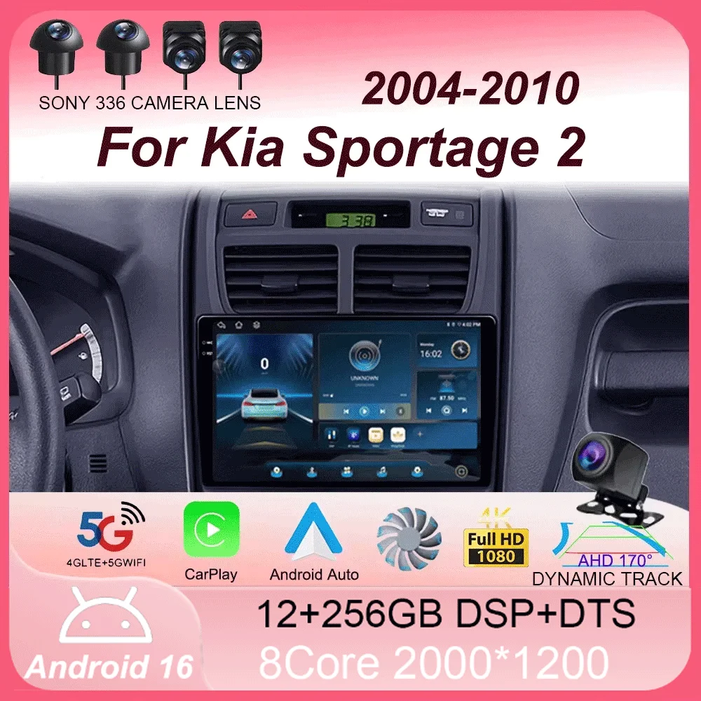 Android 16 Car Radio For Kia Sportage 2 2004 2005 2006 2007-2010 Navigation GPS Multimedia Video Player Stereo wireless Carplay