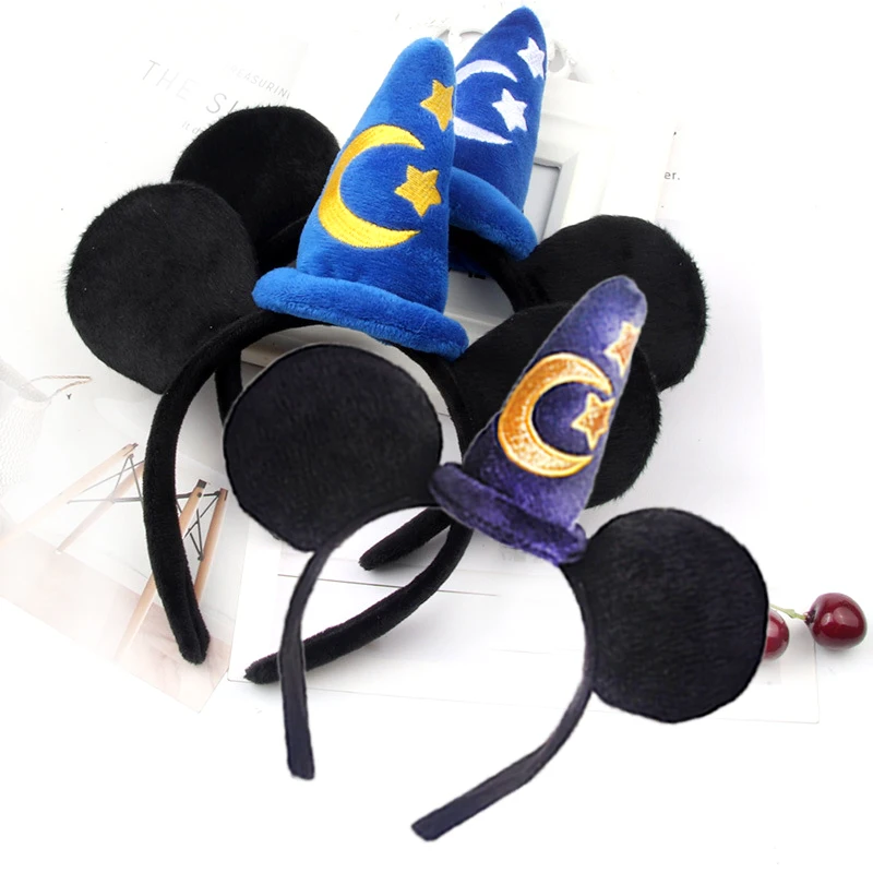 Mickey Mouse Ear Headhand Cartoon Embroidery Magic Hat Headband Starmoon Cap Headband for Show MOE Santa Hat Girls Headwear