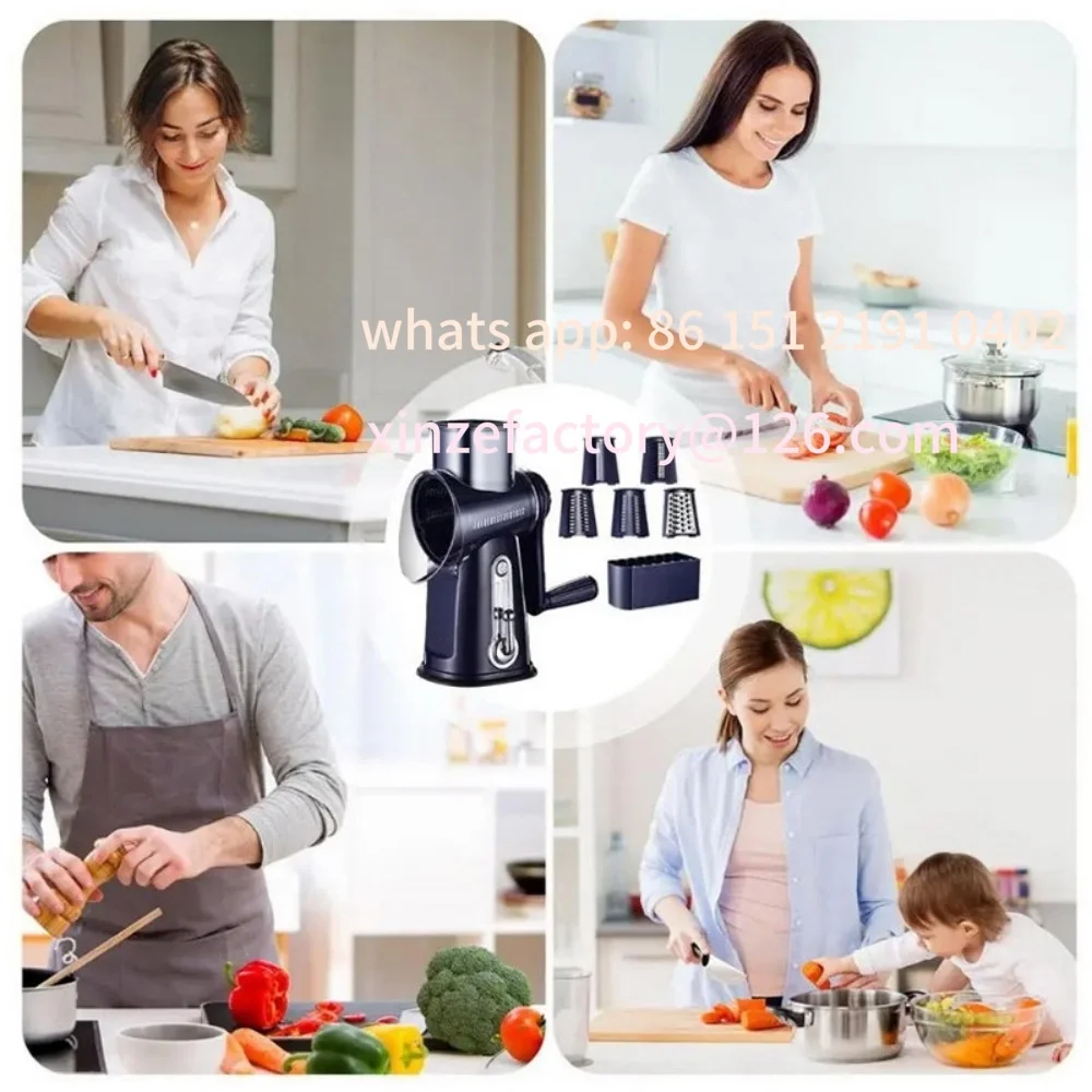 

CustomizableVegetable Rotary Slicer 5 In 1 Hand Crank Multifunction Rotary Cheese Grater Kitchen Veggie Chopper Food Shredder M