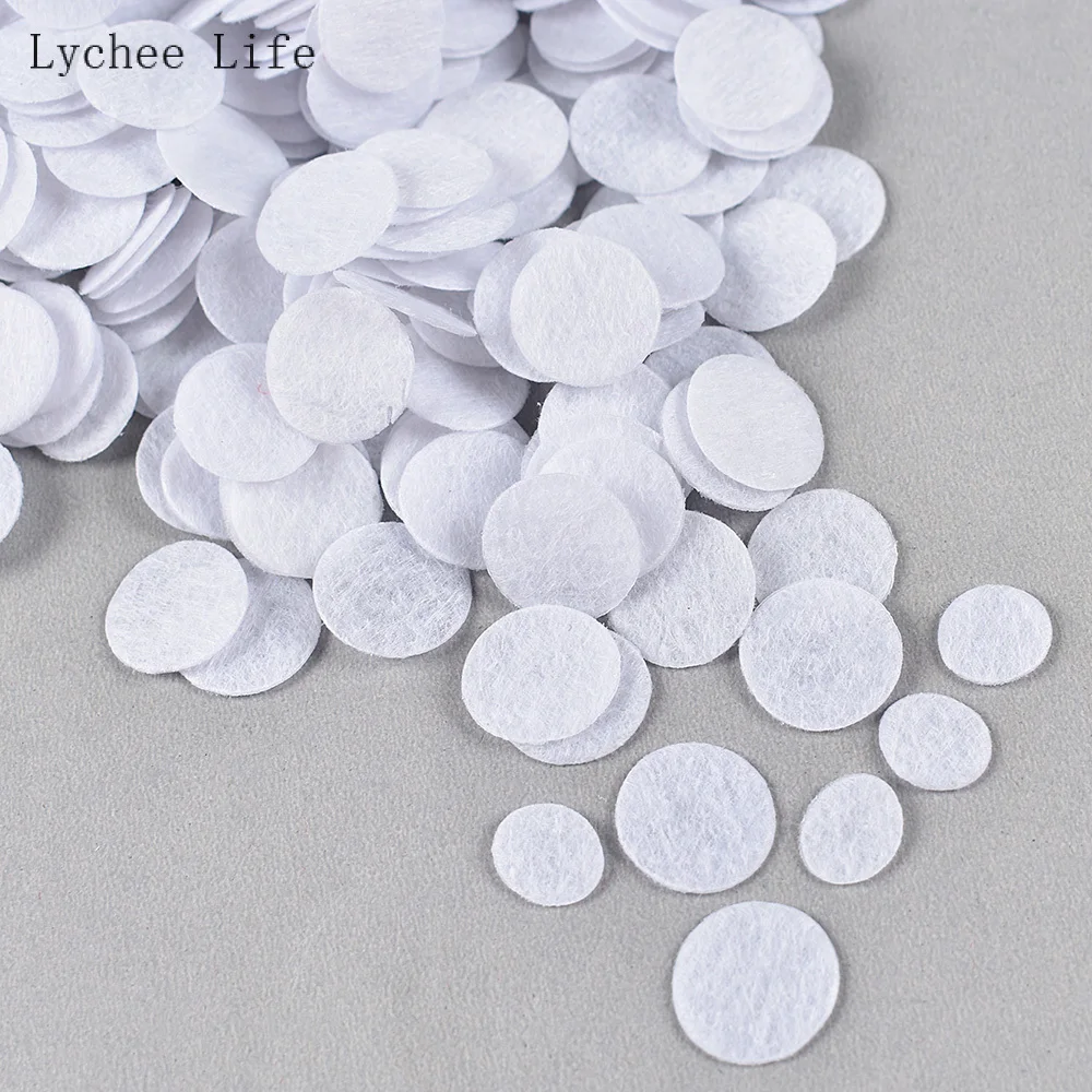 Lychee Life 1000/500Pcs White Color Non-Woven Round Felt Circle Fabric Pads 1/1,5cm For Dolls Clothes Diy Sewing Accessories