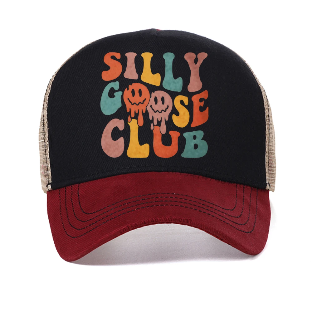 

Silly Goose Club Letter Graphic Man baseball cap Summer adjustable mesh trucker caps fashion casual Snapback hat casual sun hat