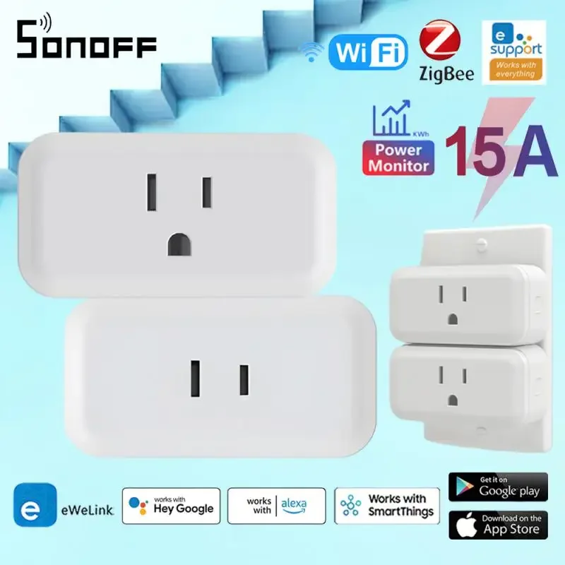 SONOFF S40Lite US/JP Smart Plug 15A WiFi ZigBee MINI Power Socket Outlets Monitor Energy Overload Protection With Alexa Google