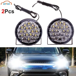 2Pcs Car Round LED Daytime Running Light 18LED Car Front Fog Lamp Driving Bulbs White 12V Auto DRL for Tractor Offroad Truck SUV