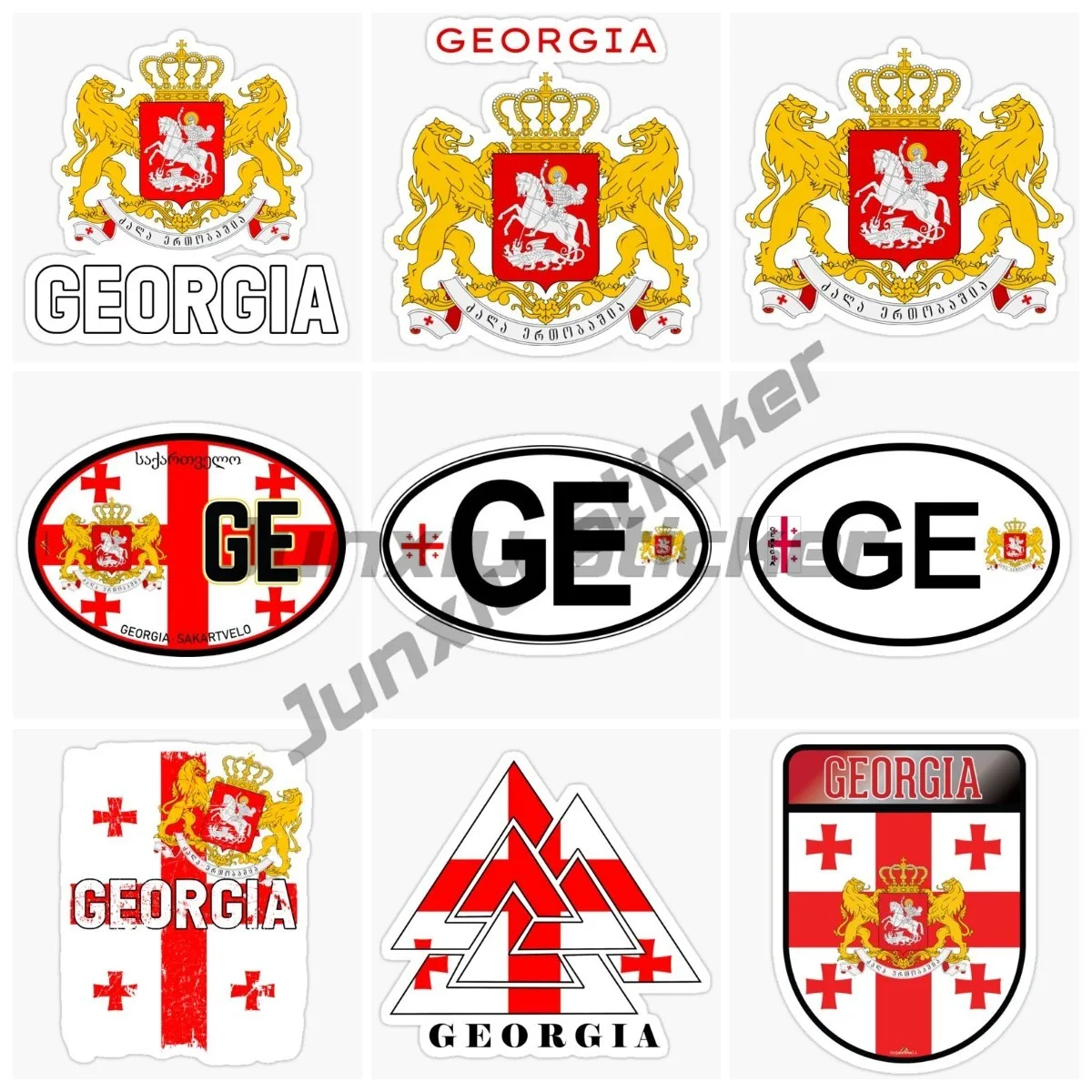

Georgia Flag Emblem Map Sticker Laptop Car PVC Wall Rooms Window Van Laptop Helmet Racing Accsesories Fridge Decoration Decals