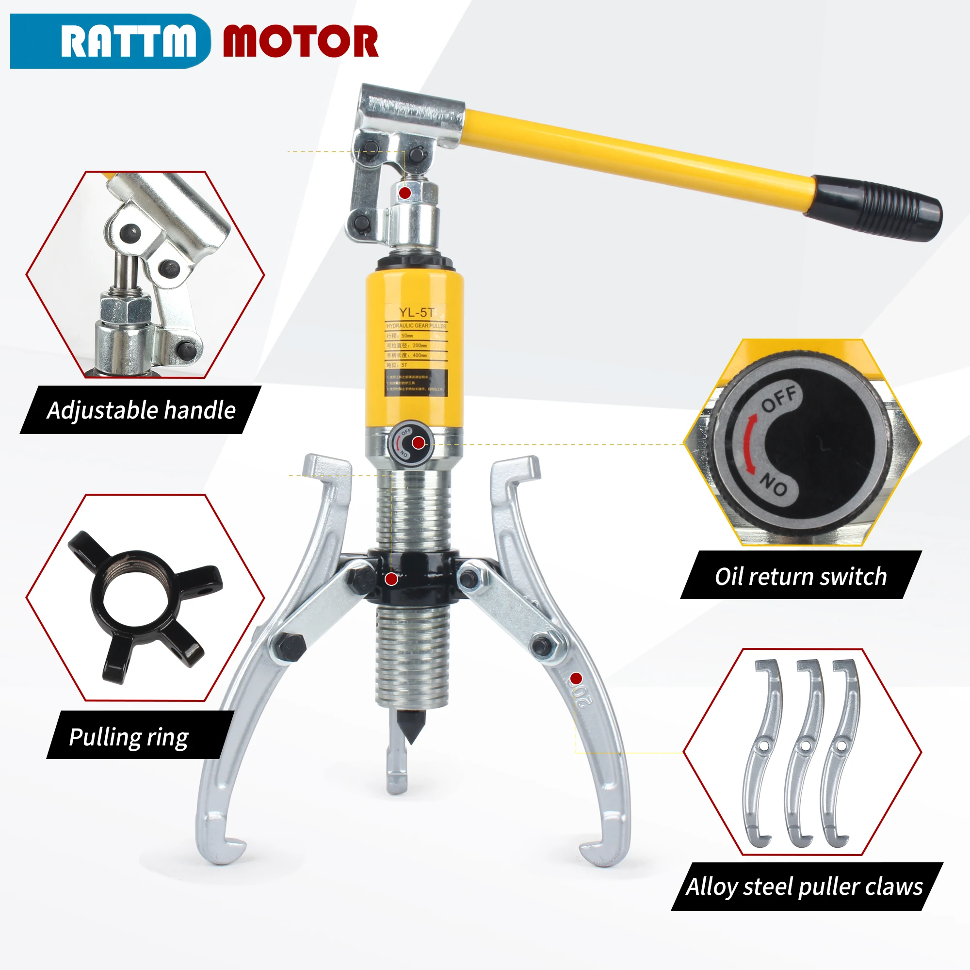 Integral hydraulic puller remover Tool bearing pulley 5T 3 three claws