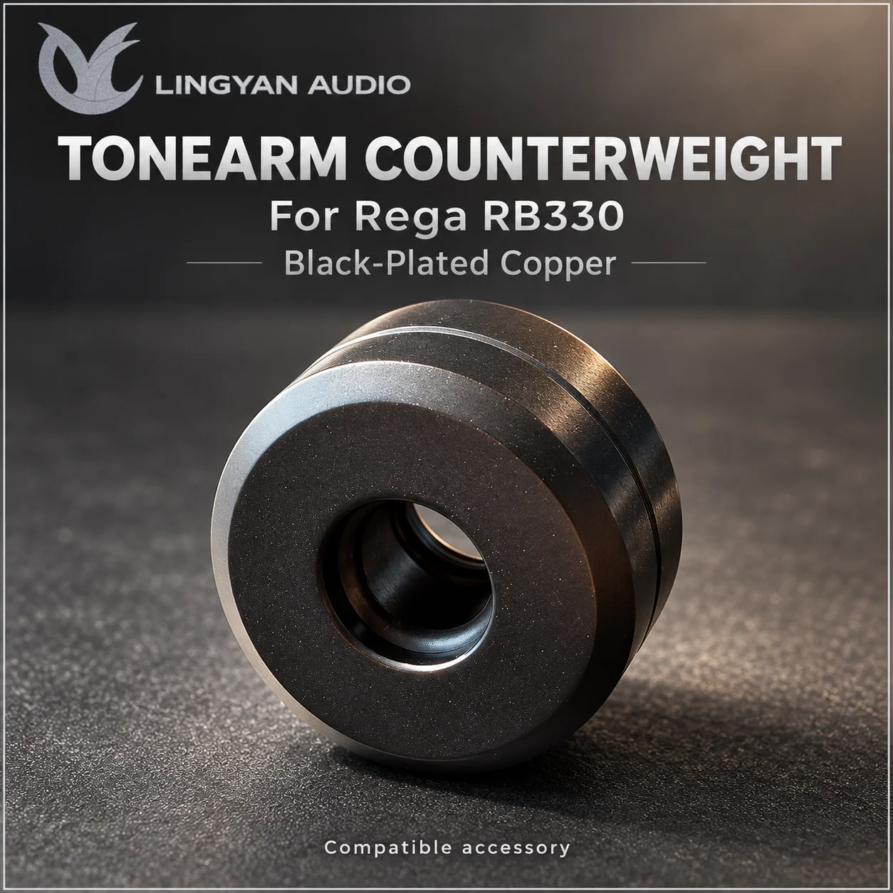 Turntable Upgrade Part LINGYAN AUDIO 112g Black Plated Copper Tonearm Counterweight for Rega RB330 Planar 3 LP System
