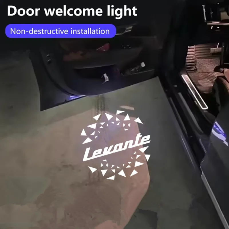 2Pcs LED Car Door Welcome Light Logo Ghost Shadow Courtesy Projector Lamps For Maserati Levante 2016 - 2023