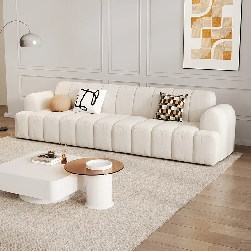 Cream wind marshmallow, cloud puffs, straight row sofa, simple modern home living room, small apartment clothing store