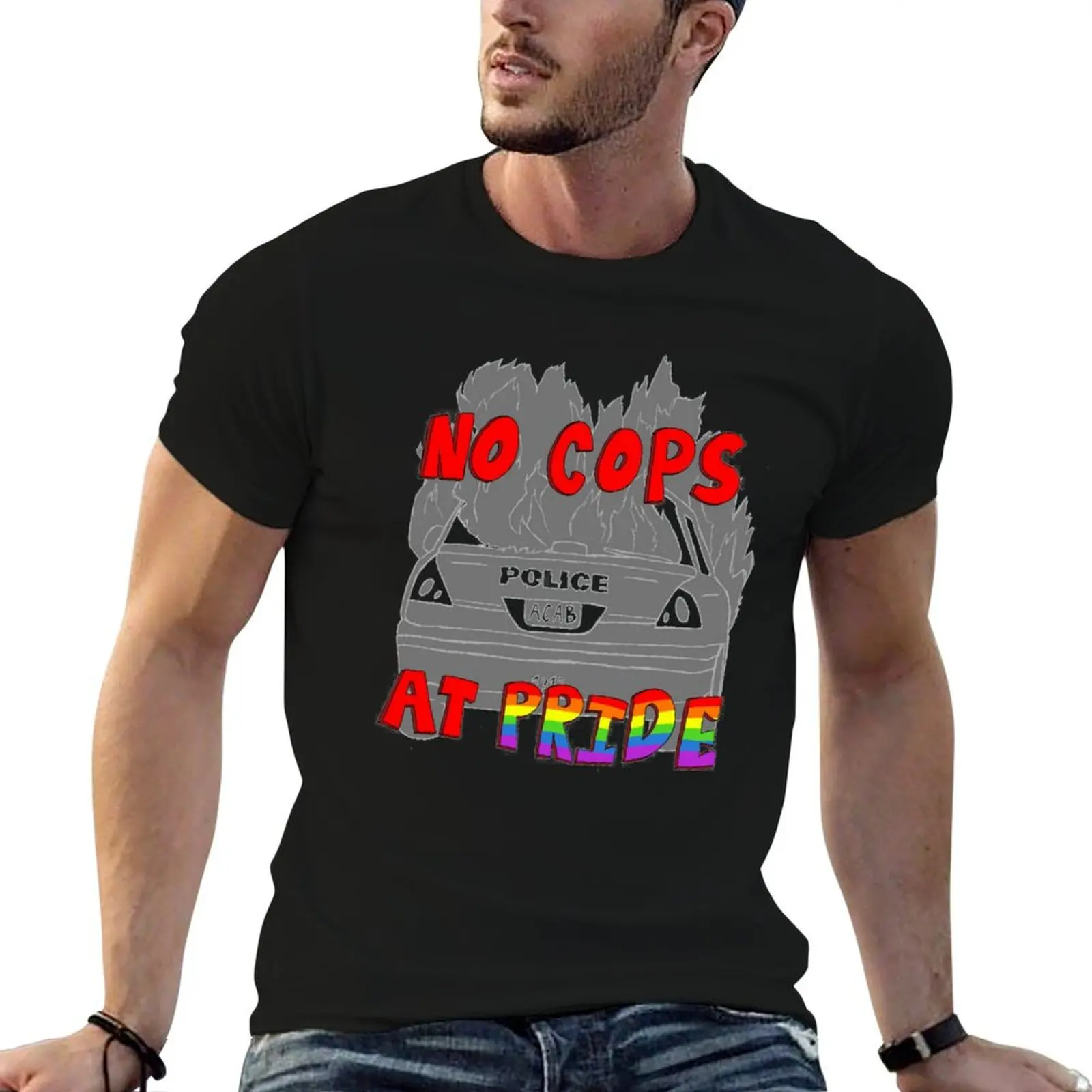 No Cops at Pride T-Shirt Big and Tall Casual T-Shirt
