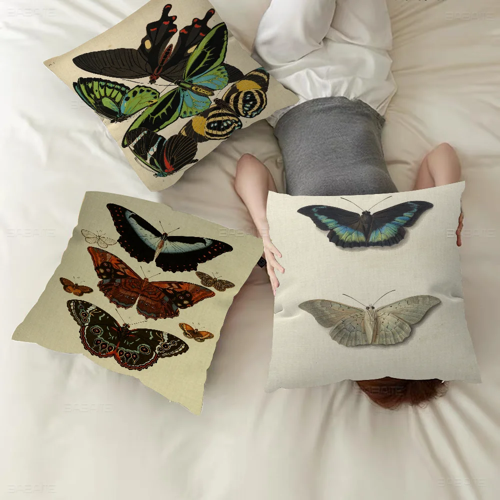 Butterfly Art Office Cushion Pillowcase Car Cushion Cover45X45CM Lumbar Pillowcase Sofa Pillowcover