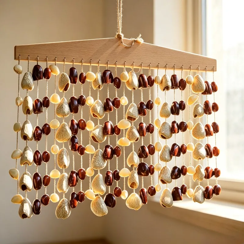 Mix Fruit Shell Row Bells Handmade Outdoor Hanging Wind Bell Sound Healing Spiritual Relaxation Wind Chimes Meditation Bells