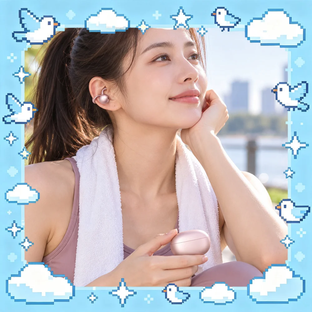 Newmine S6 PRO AI Open-Ear Clip Wireless Earbuds, 4g Lightweight Fit, Spatial Audio, Multilingual Translation, Secure Sports Fit