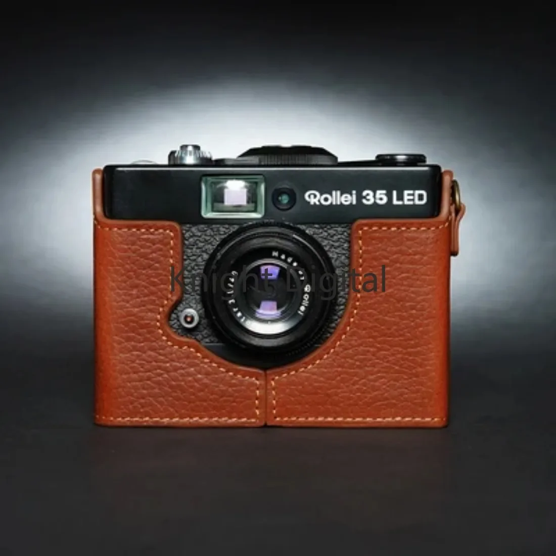 Câmera de couro genuíno metade do saco corpo caso para rollei 35 led b35 manga protetora caixa base pele escudo couro