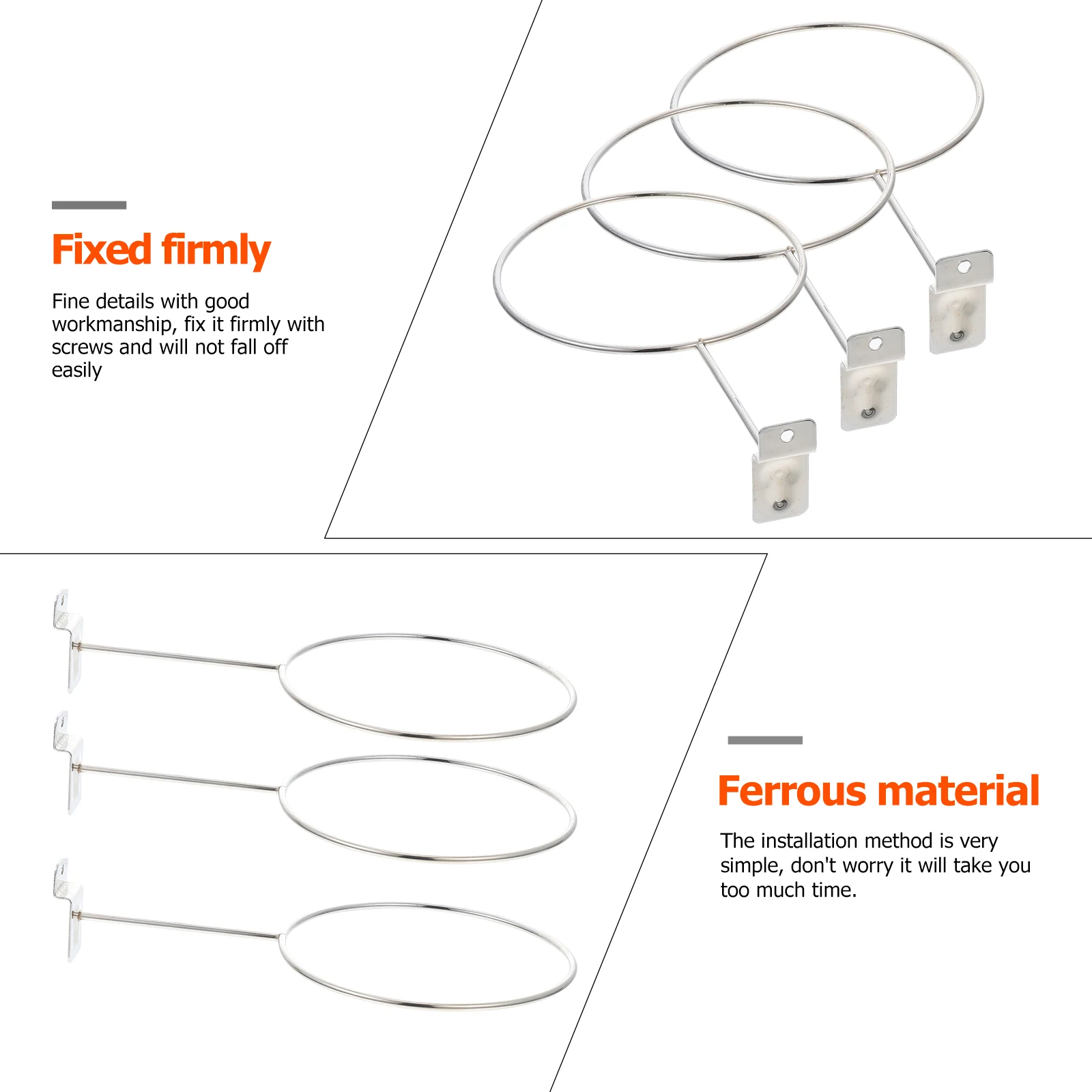 

3pcs Basketball Bracket Holder Iron Display Rack For Balls Hats Storage Multi-Purpose Wall Mounted Mall Supermarket Use