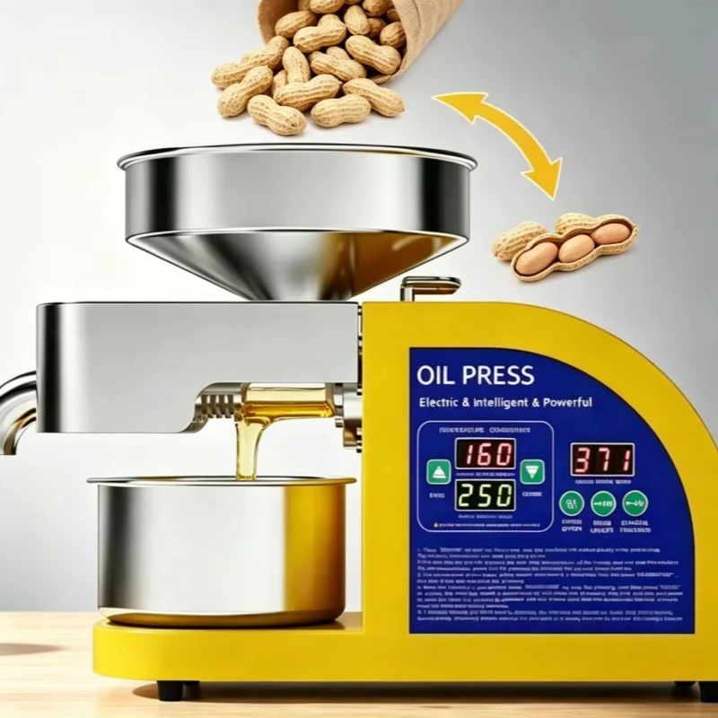 New Oil Extractor Expeller Household Commercial 800W Oil Presser Electric Stainless Steel High Quality Hot Cold Oil Pressing
