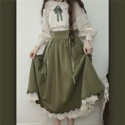 NONSAR Lolita Embroidery Dress SK Doll Collar Long-Sleeved Shirt Retro Japanese Lolita Clothing Suit Victorian Dress For Women