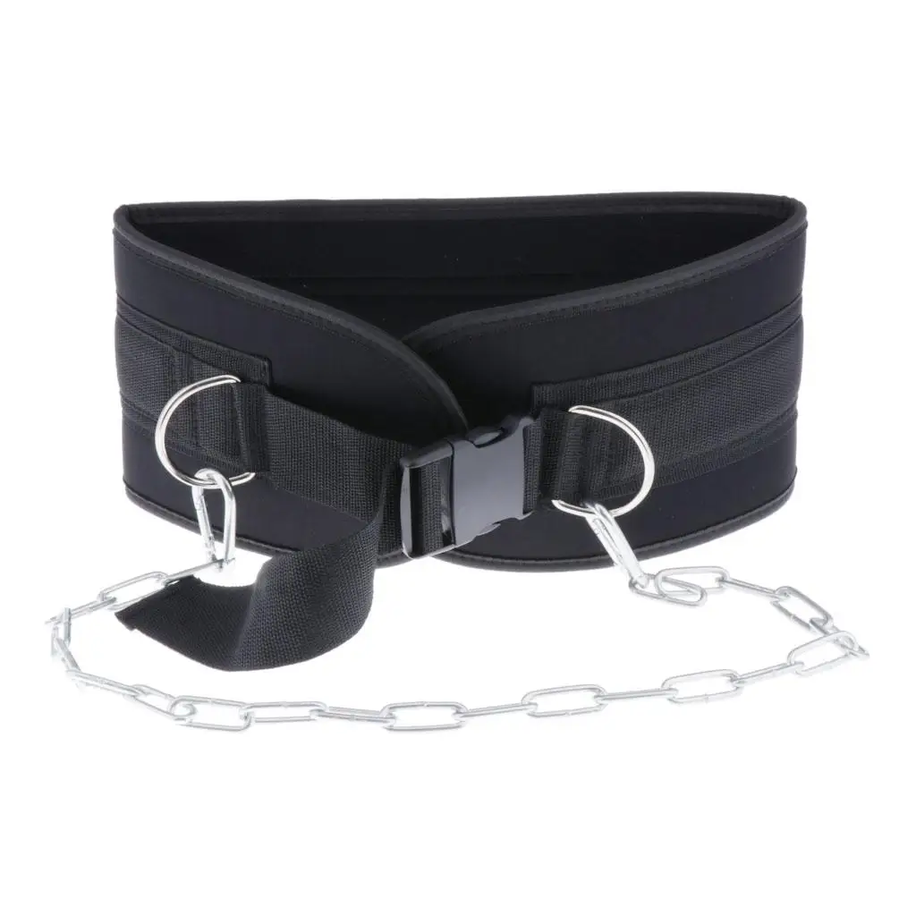 Pull-up Belt Weighted Dip Belt with Chain Weightlifting Back Support Strap Gym