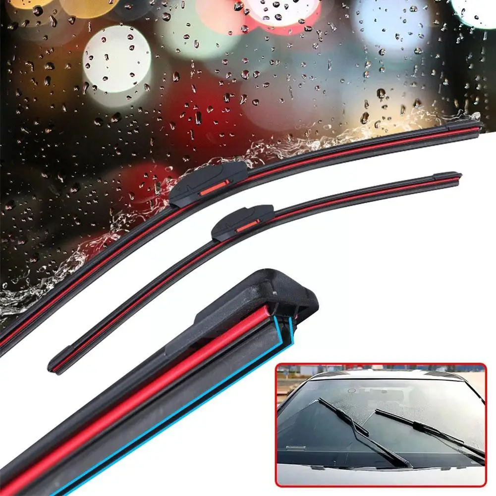 Car Windshield Wiper Blades Universal Water Repellent Bracketless Car Frameless Wipers Soft Blades Wiper Layer Double Rubbe C8S0