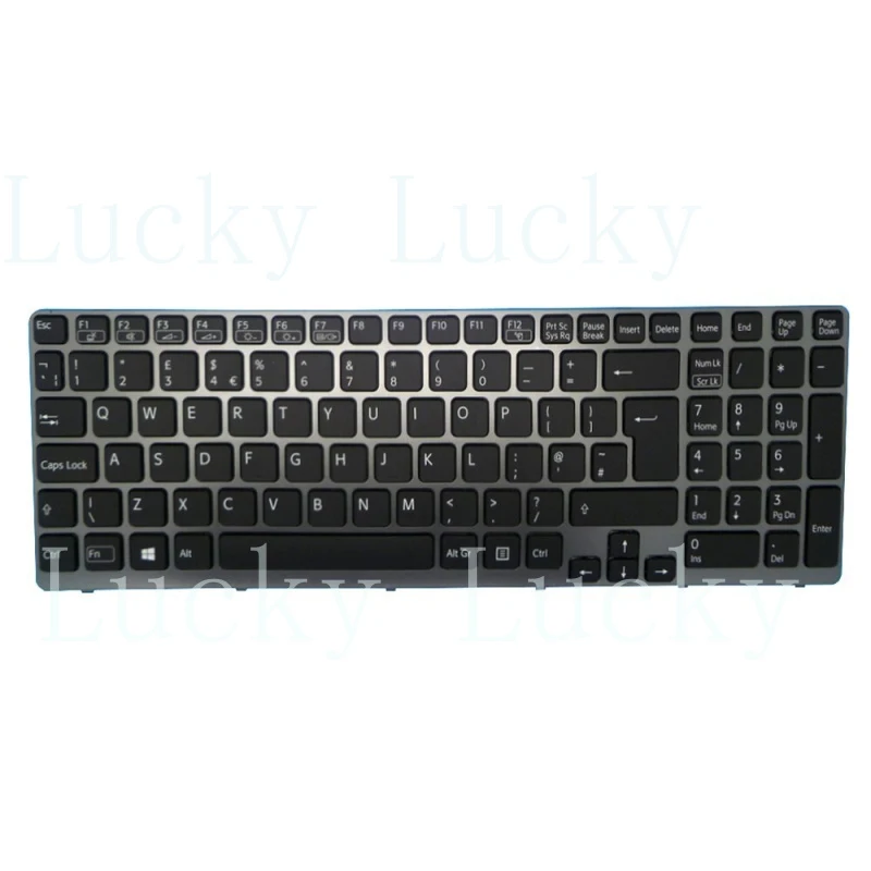 f United Kingdom UK Laptop Keyboard For SONY VAIO SVE15 Black With Gray Frame New