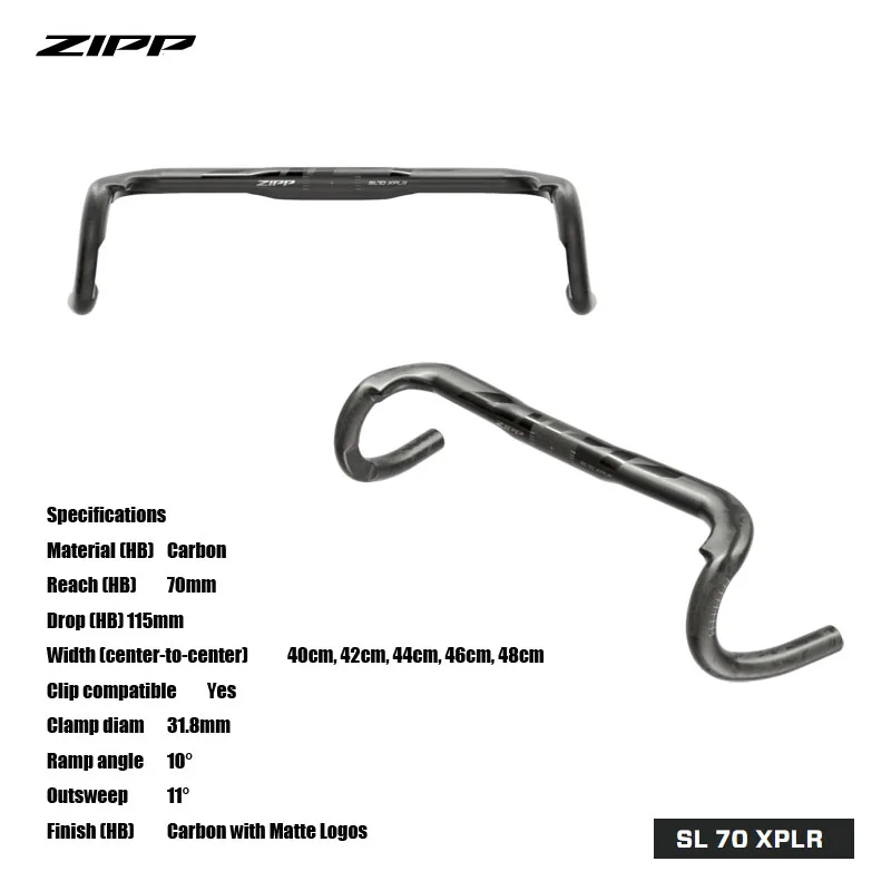 SRAM ZIPP SL 70 XPLR A premium gravel and all-road carbon handlebar designed to pair with SRAM AXS 70mm Reach  115mm Drop