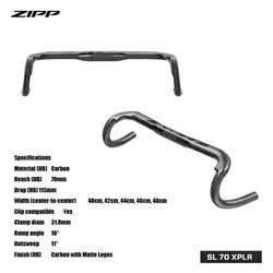 SRAM ZIPP SL 70 XPLR A premium gravel and all-road carbon handlebar designed to pair with SRAM AXS 70mm Reach  115mm Drop